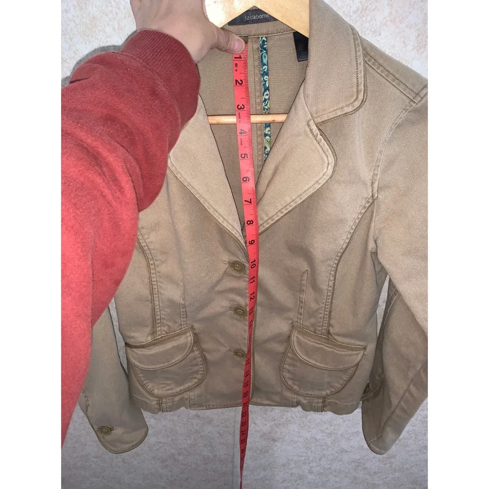 Liz Claiborne Womens‎ Tan Blazer Jacket Size Small Button Front Pockets